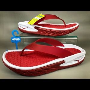 HOKA ONE ONE Ora Recovery Flip Sandals Slide Red